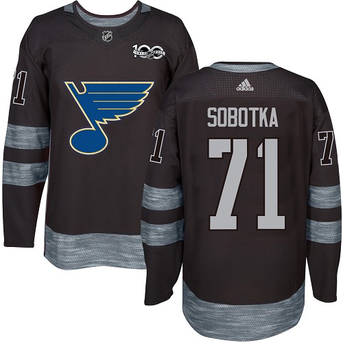 Adidas Blues #71 Vladimir Sobotka Black 1917-100th Anniversary Stitched NHL Jersey